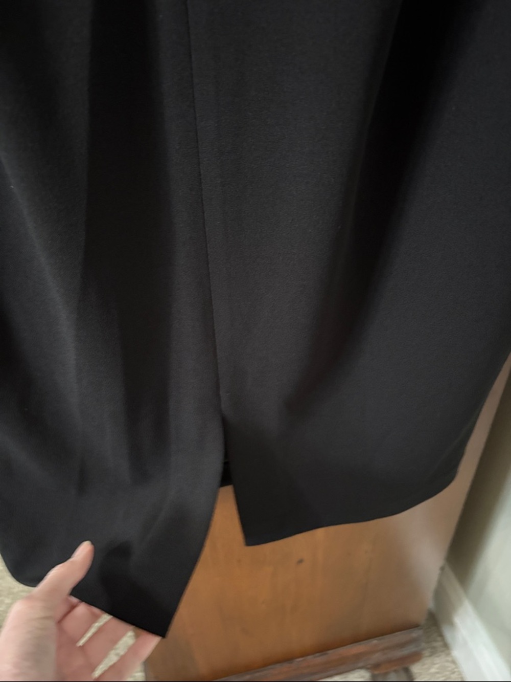 *Dillards Elegant Black Crepe Draped 3/4 Sleeve Dress Minimalist Modest - Picture 9 of 11